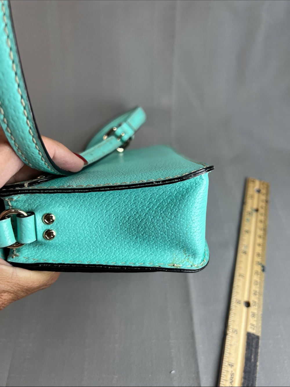 Kate Spade, teal structured Crossbody with adjustable strap - Picture 5 of 14